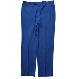 Canali Mens Blue 100% Wool Dress Pants Slacks Flat Front Made in Italy Size 38
